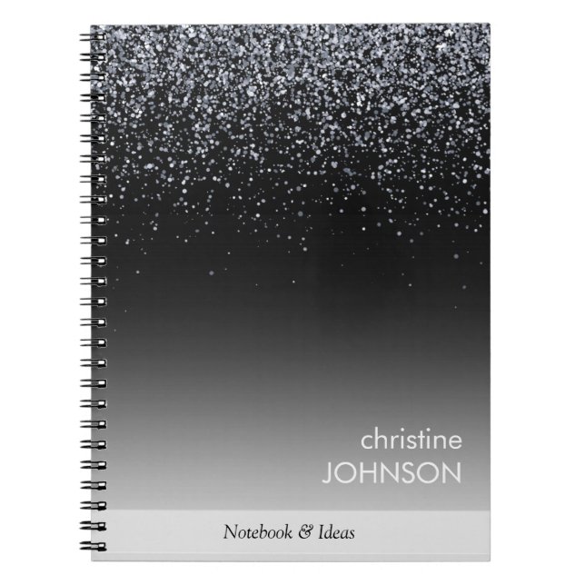 Cuaderno Elegant Black Glitter Editable (Frente)