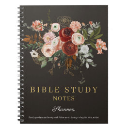 Cuaderno Elegant Black Rose Gold Floral Custom Bible Study