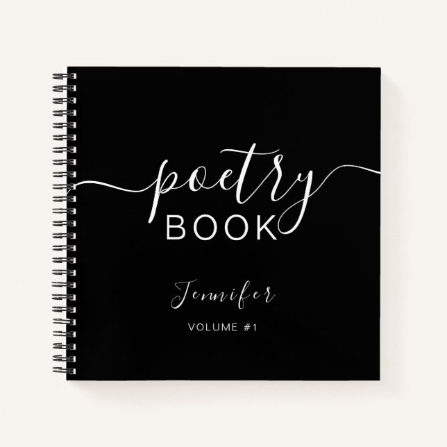 Cuaderno Elegant Black Script Your Name Poetry (Anverso)