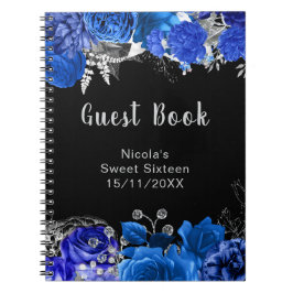 Cuaderno Elegant Blue and Silver Flowers Sweet Sixteen