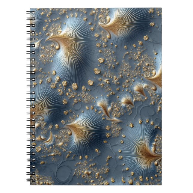 Cuaderno Elegant Blue & Gold Abstract Notebook (Frente)