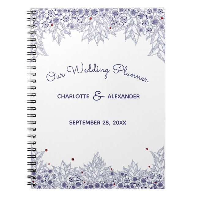 Cuaderno Elegant Blue White Wedding Planner (Frente)