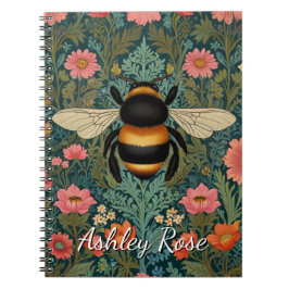 Cuaderno Elegant boho retro bumblebee spring florals
