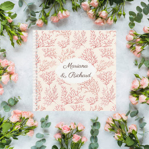 Cuaderno Elegant Coral Reef Wedding Guest Book
