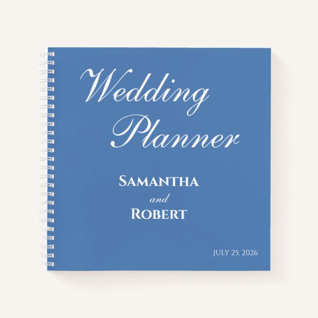 Cuaderno Elegant Dusty Blue Floral Line Art Wedding Planner (Anverso)