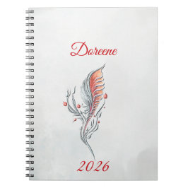 Cuaderno Elegant Feather Floral Watercolour  notebook 