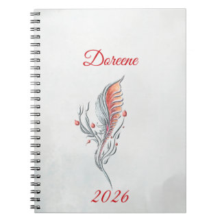 Cuaderno Elegant Feather Floral Watercolour  notebook 