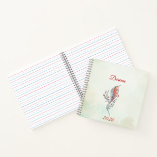 Cuaderno Elegant Feather Floral Watercolour  notebook 