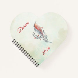 Cuaderno Elegant Feather Floral Watercolour  notebook 