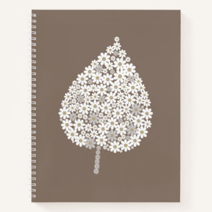 Cuaderno Elegant Floral Leaf Design – White and Soft Grey 