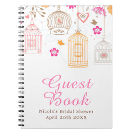Cuaderno Elegant Floral Orange and Pink Bridal Shower