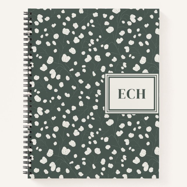 Cuaderno Elegant Forest Green Lunaria Monogram Hardcover (Anverso)