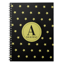 Cuaderno Elegant Gold & Black Star Pattern Monogram