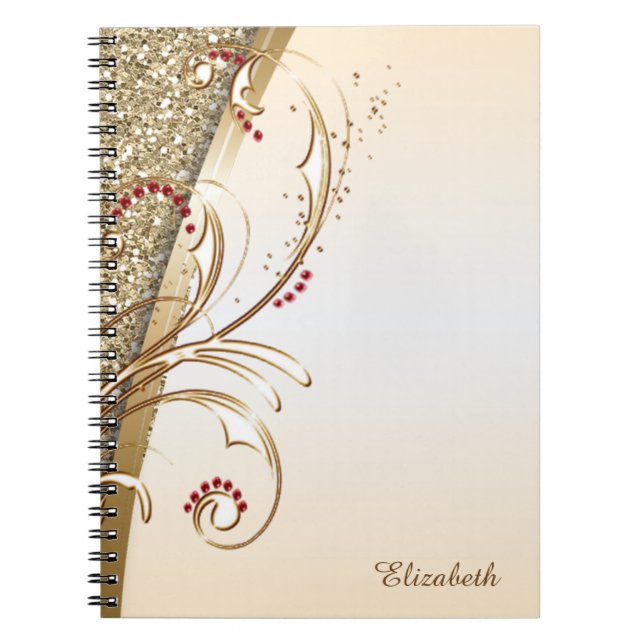 Cuaderno Elegant Gold Glittery -Personalized (Frente)
