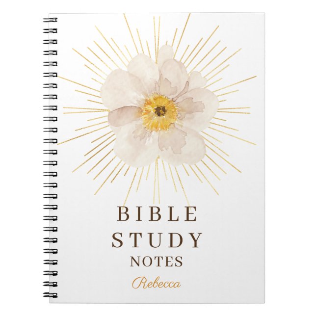 Cuaderno Elegant Gold Sunburst Personalized Bible Study (Frente)