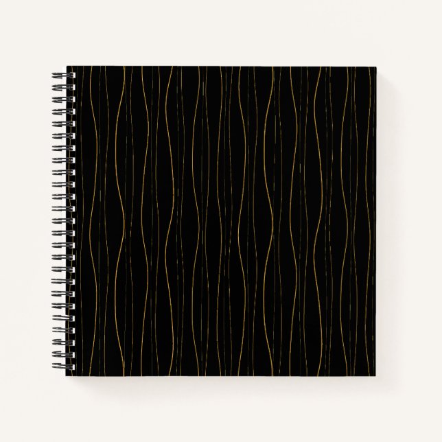 Cuaderno Elegant Gold Wavy Lines Pattern (Anverso)