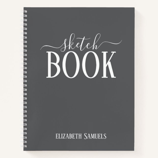 Cuaderno Elegant Gray Sketch Book with name gift for her (Anverso)