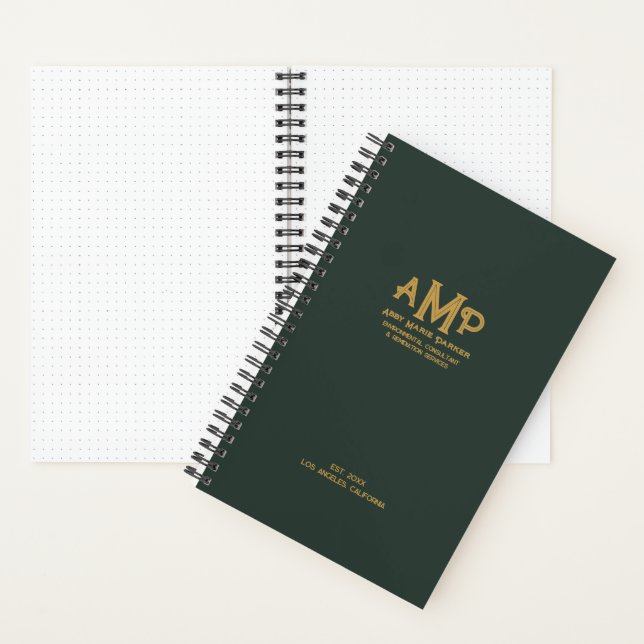 Cuaderno Elegant Green & Gold Monogram Bullet Page Journal (Interior)