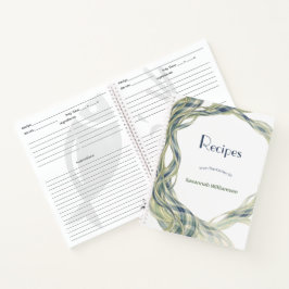 Cuaderno Elegant Green Tartan Flowing Swirl Recipe 
