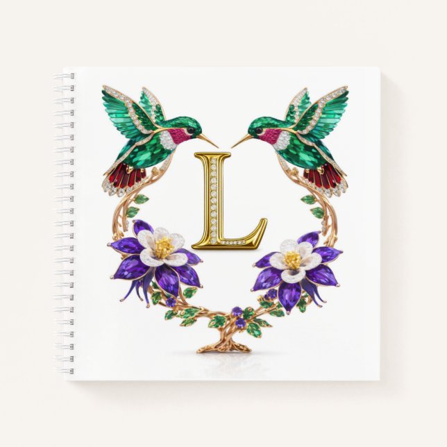 Cuaderno Elegant Letter L Wedding Planner Hummingbird  (Anverso)