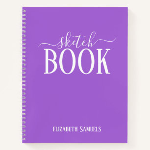 Cuaderno Elegant lila Sketch Book with name gift for her