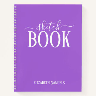 Cuaderno Elegant lila Sketch Book with name gift for her