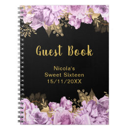 Cuaderno Elegant Lilac and Gold Flowers Sweet Sixteen