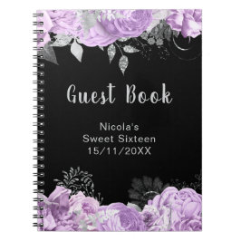 Cuaderno Elegant Lilac and Silver Flowers Sweet Sixteen