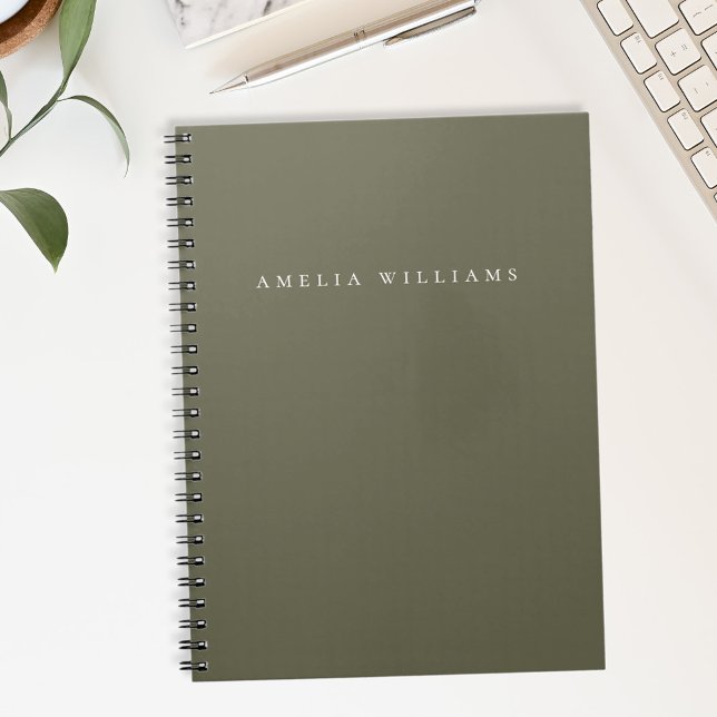 Cuaderno Elegant Minimalist Olive Green Monogram (Subido por el creador)