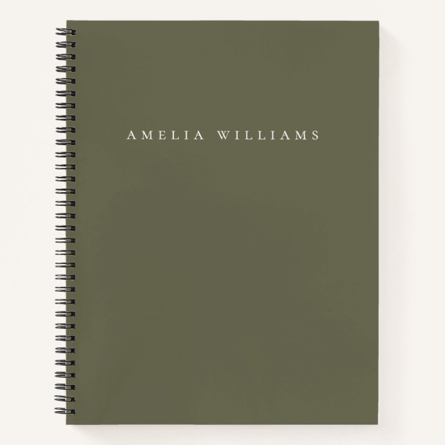 Cuaderno Elegant Minimalist Olive Green Monogram (Anverso)