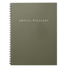 Cuaderno Elegant Minimalist Olive Green Monogram