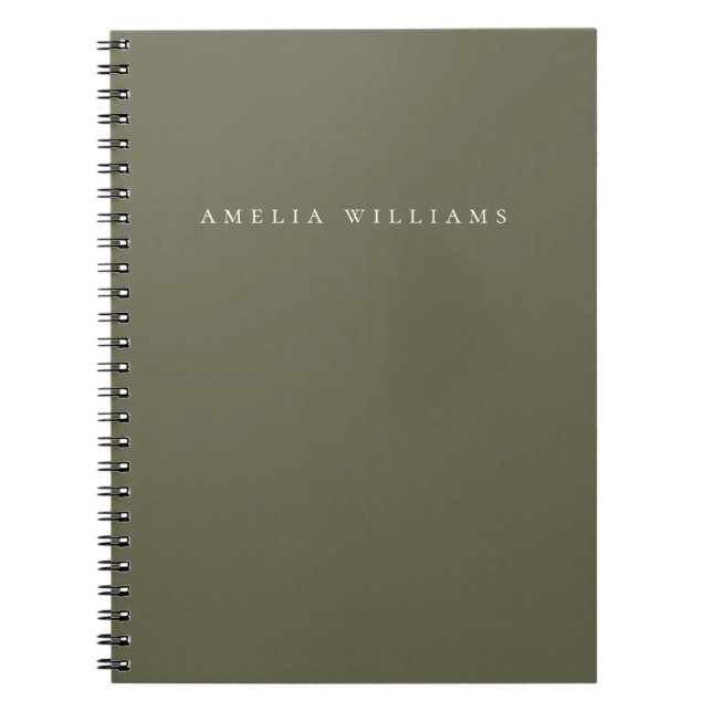 Cuaderno Elegant Minimalist Olive Green Monogram (Frente)