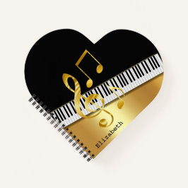 Cuaderno Elegant Modern Black Gold Music Notes,Piano Keys