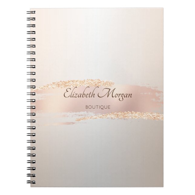 Cuaderno Elegant Modern,Chic Rose Gold Brush Stroke (Frente)