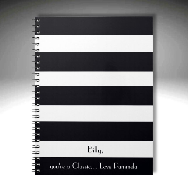 Cuaderno Elegant, Modern, Classic Black & White Stripes     (A Timeless Classic to be Sure.)