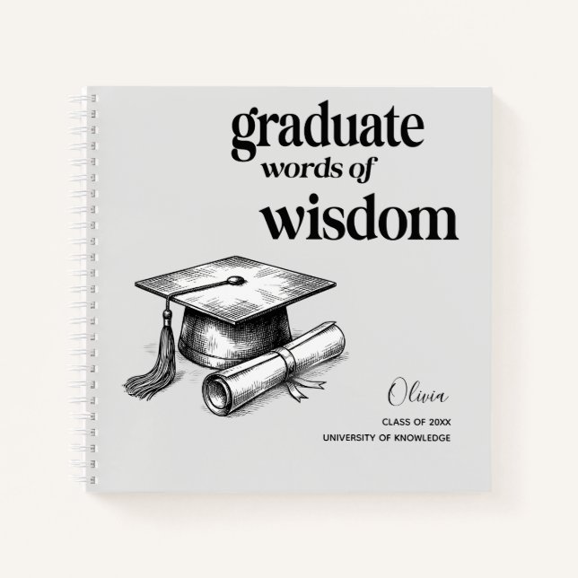 Cuaderno Elegant Modern Words Wisdom Graduation (Anverso)