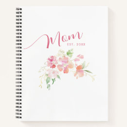 Cuaderno Elegant Mom Est Rosado Flores Acuarela