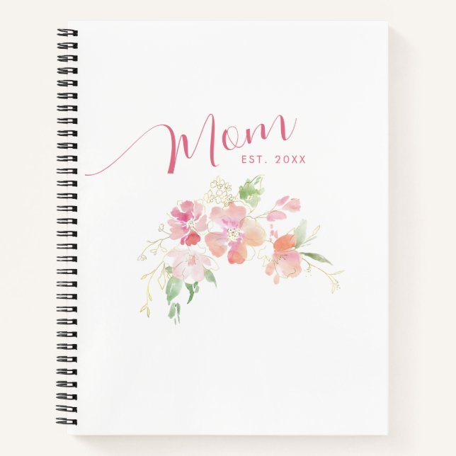 Cuaderno Elegant Mom Est Rosado Flores Acuarela (Anverso)
