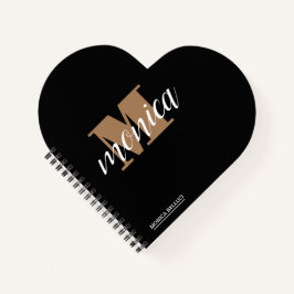 Cuaderno Elegant Monogram Black Gold Script minimal