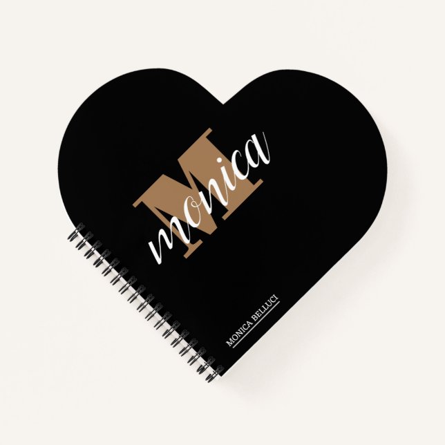 Cuaderno Elegant Monogram Black Gold Script minimal (Anverso)