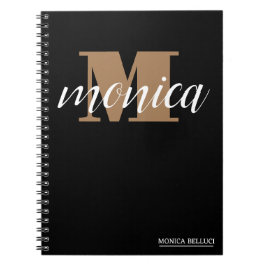 Cuaderno Elegant Monogram Black Gold Script minimal
