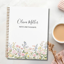 Cuaderno Elegant Monogram Colorful Flower Garden Floral 
