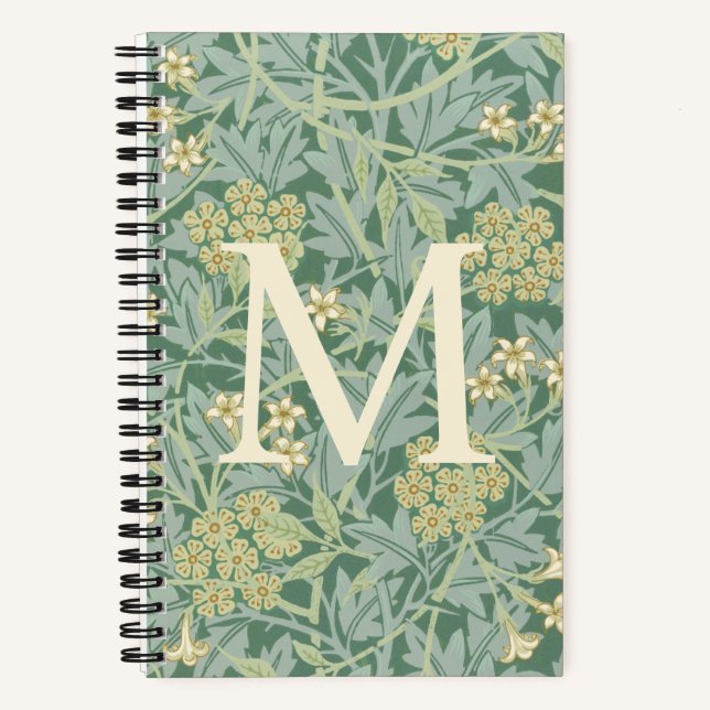 Cuaderno Elegant Monogram Green Jasmine Floral (Anverso)
