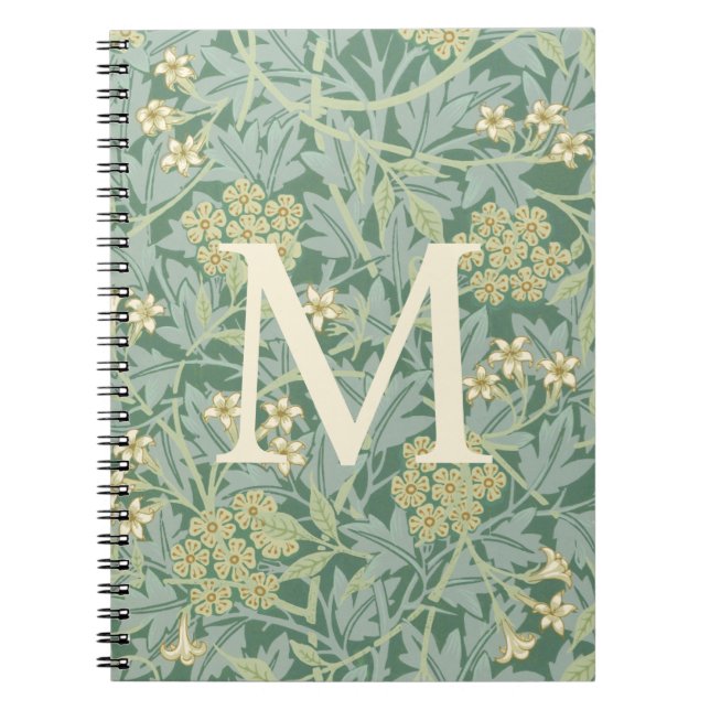 Cuaderno Elegant Monogram Green Jasmine Floral (Frente)