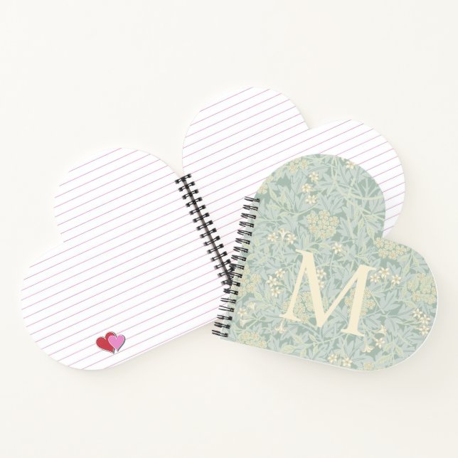 Cuaderno Elegant Monogram Pastel Green Jasmine Floral (Interior)