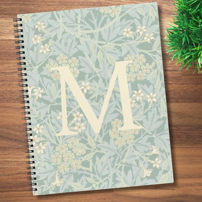 Cuaderno Elegant Monogram Pastel Green Jasmine Floral (Subido por el creador)