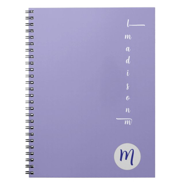 Cuaderno Elegant Monogram Purple Script Office School (Frente)