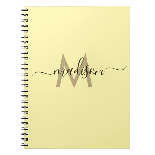 Cuaderno Elegant Monogram Yellow Script Office School (Frente)