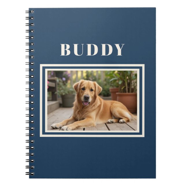 Cuaderno Elegant Navy Blue Dog Pet Photo  (Frente)