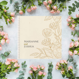 Cuaderno Elegant Neutral Floral Wedding Guest Book